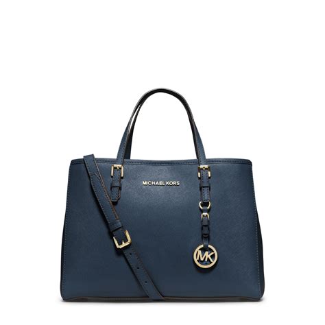 michael kors jet set travel satchel navy|Jet Set Travel Medium Signature Logo Satchel .